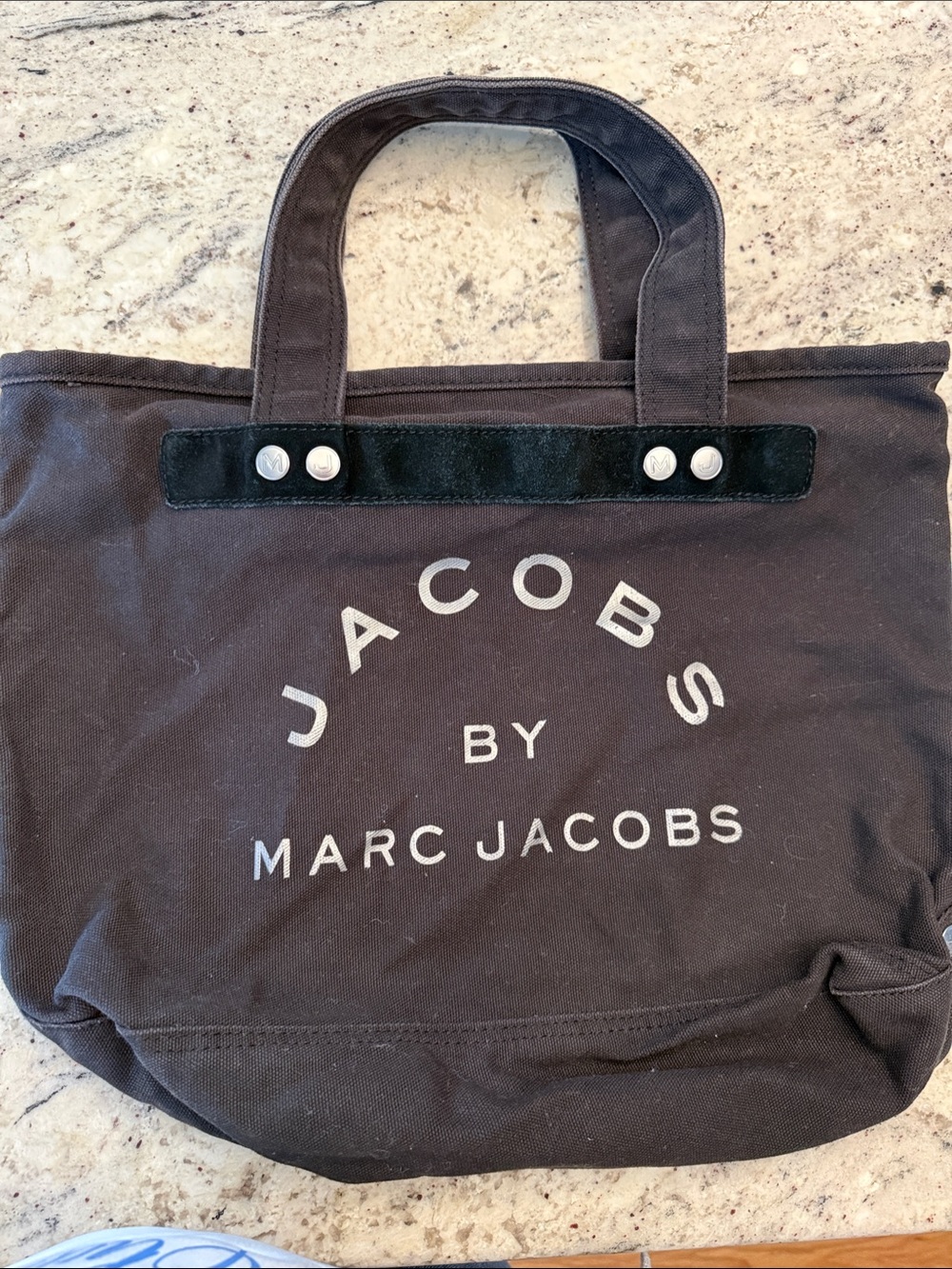 Marc Jacobs Black Canvas Duffel Tote with Logo